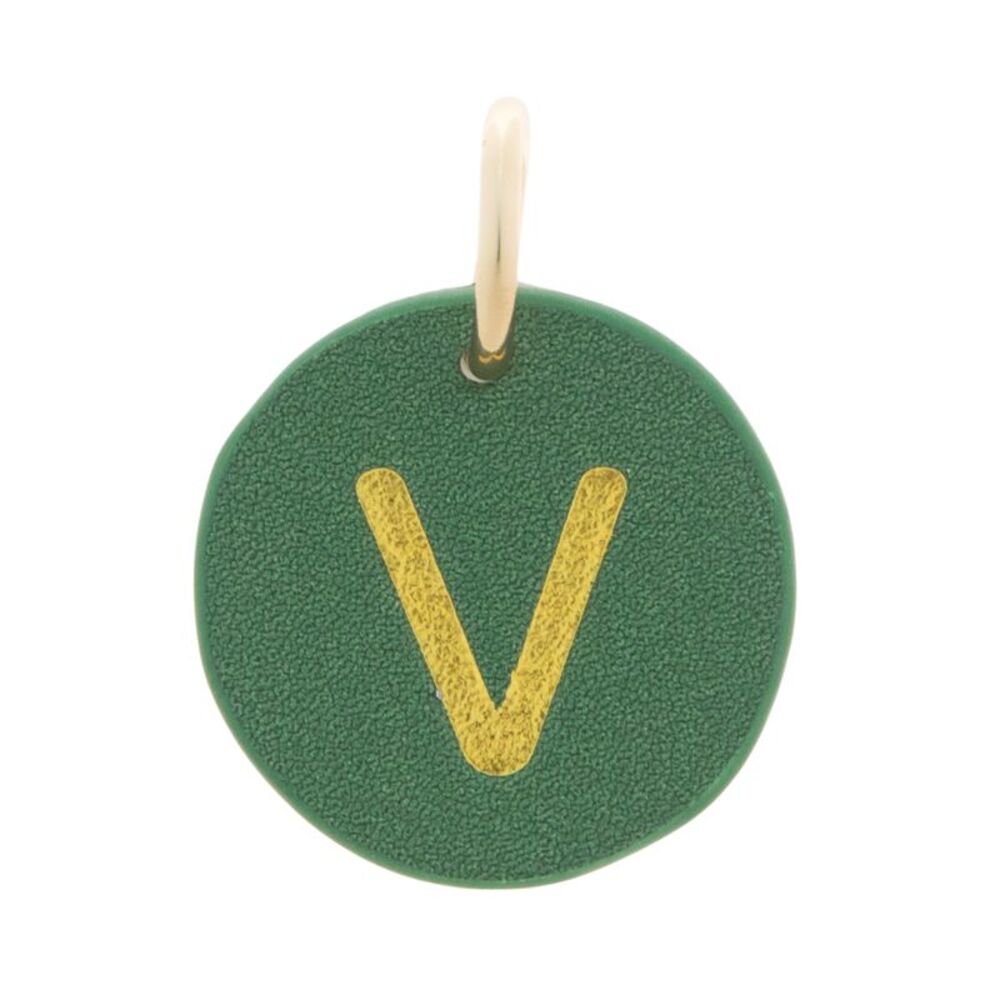The Cuddle Collab Wear & Share Charm Faux Leather "V" Monogram in Dark Green